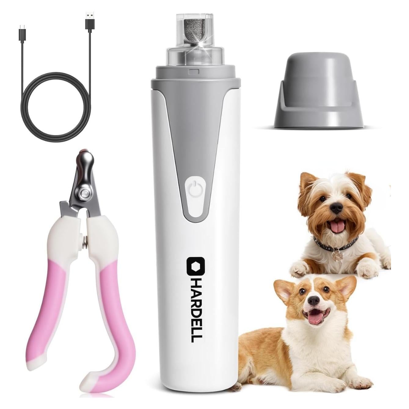 Molinillo de Uñas para Perros HARDELL, Cortauñas Silencioso con LED