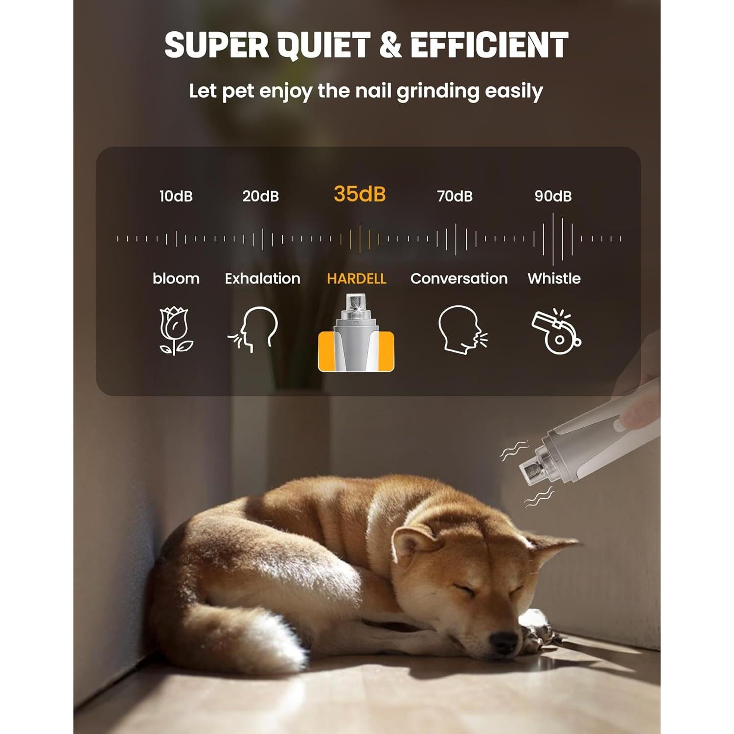 Molinillo de Uñas para Perros HARDELL, Cortauñas Silencioso con LED