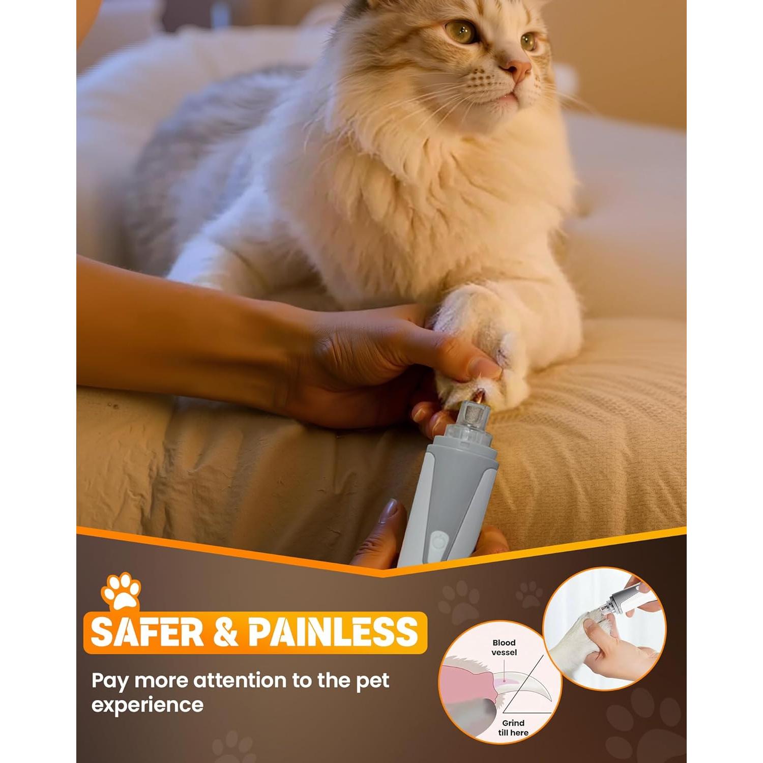 Molinillo de Uñas para Perros HARDELL, Cortauñas Silencioso con LED