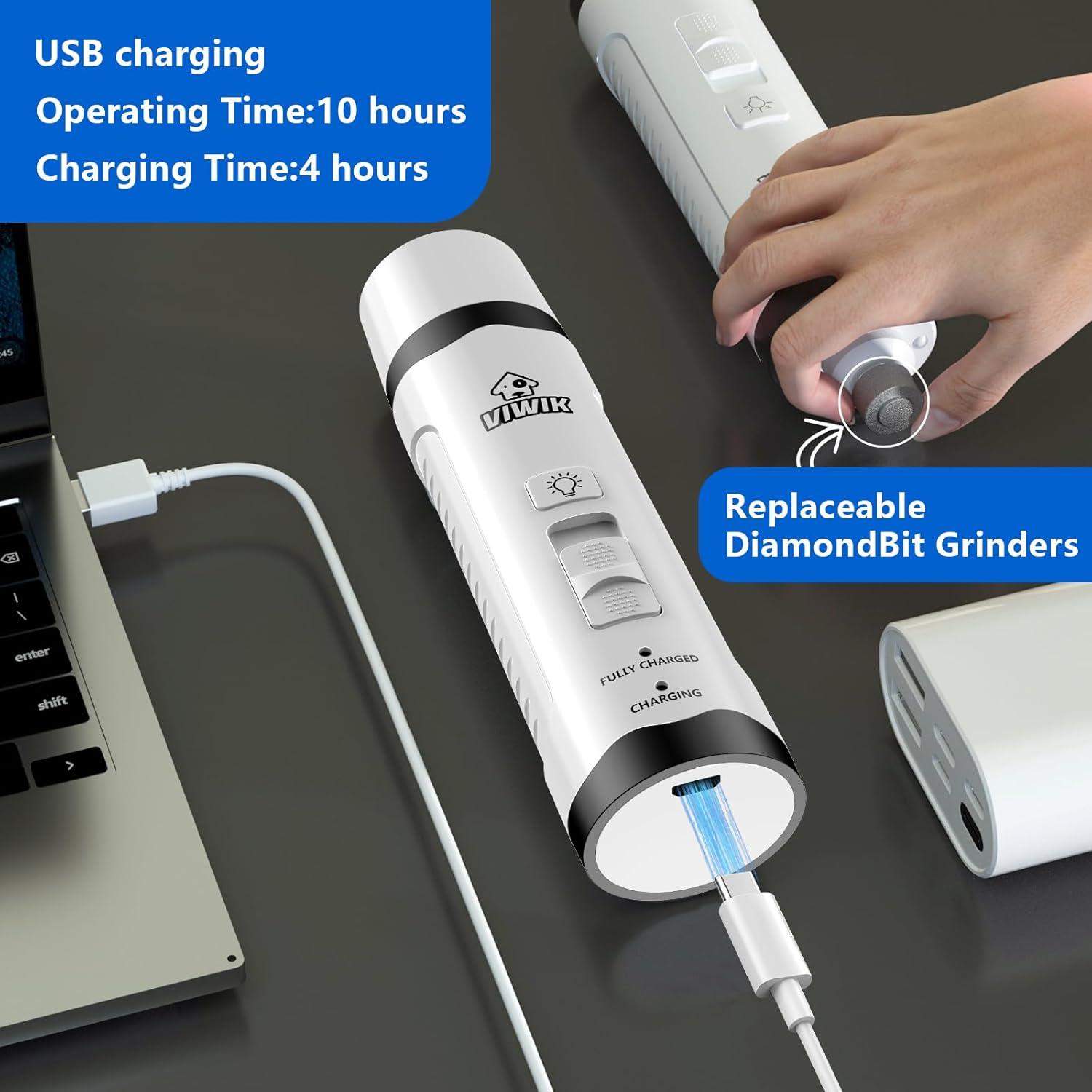 Amoladora de Uñas Eléctrica VIWIK para Perros y Gatos 2 Velocidades