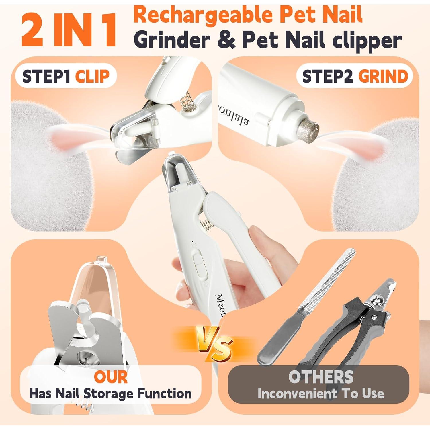 Cortador y Amoladora de Uñas para Perros Meonlala USB 2-en-1