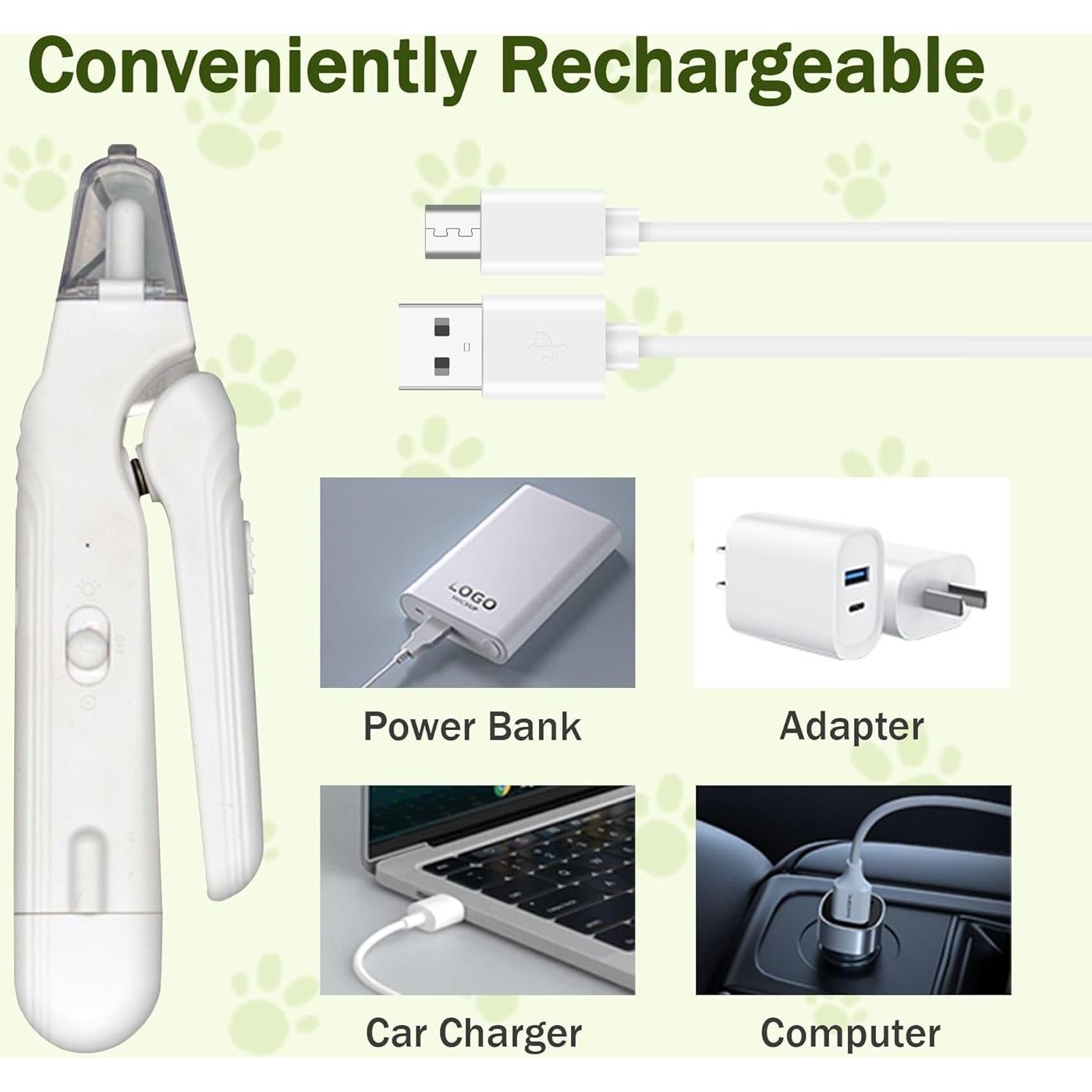 Cortador y Lima de Uñas 2-en-1 MUZMDNI con Luz LED Blanco