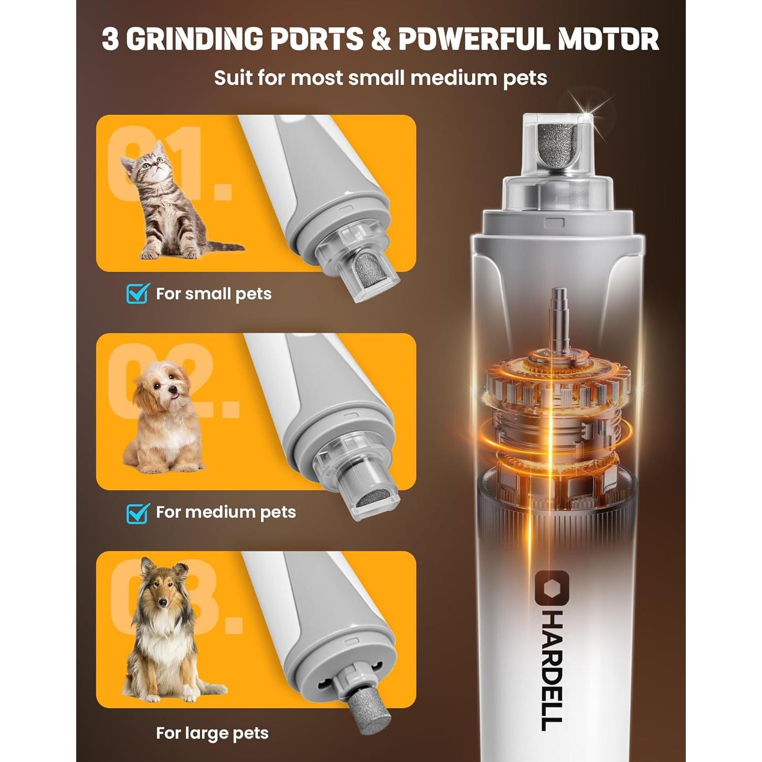 Molinillo de Uñas para Perros HARDELL con 2 Luces LED
