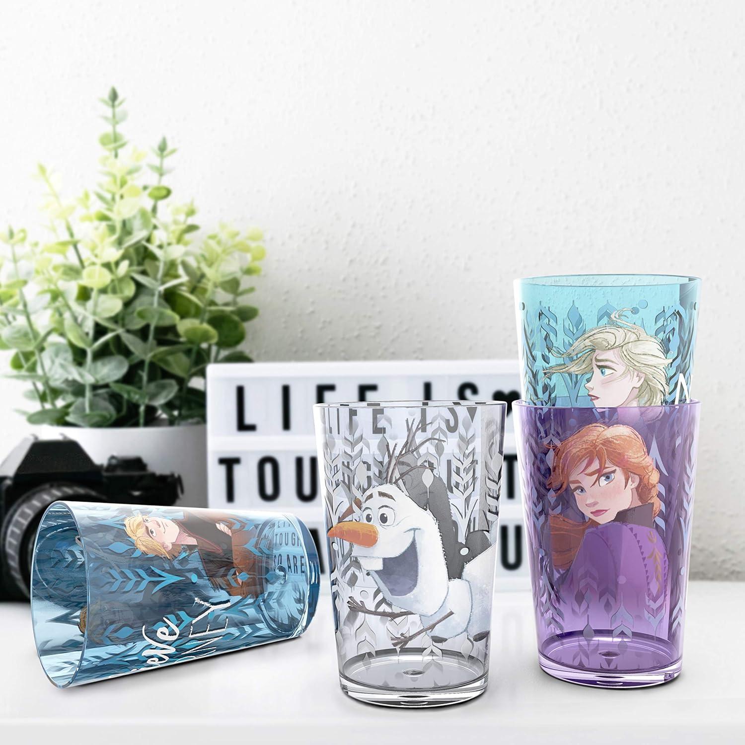 Zak Designs Disney Frozen 2 Nesting Tumbler Set Includes Durable Plastic Cups, Fun Drinkware is Perfect for Kids, 4pk (14.5oz, Anna & Elsa & Olaf)
