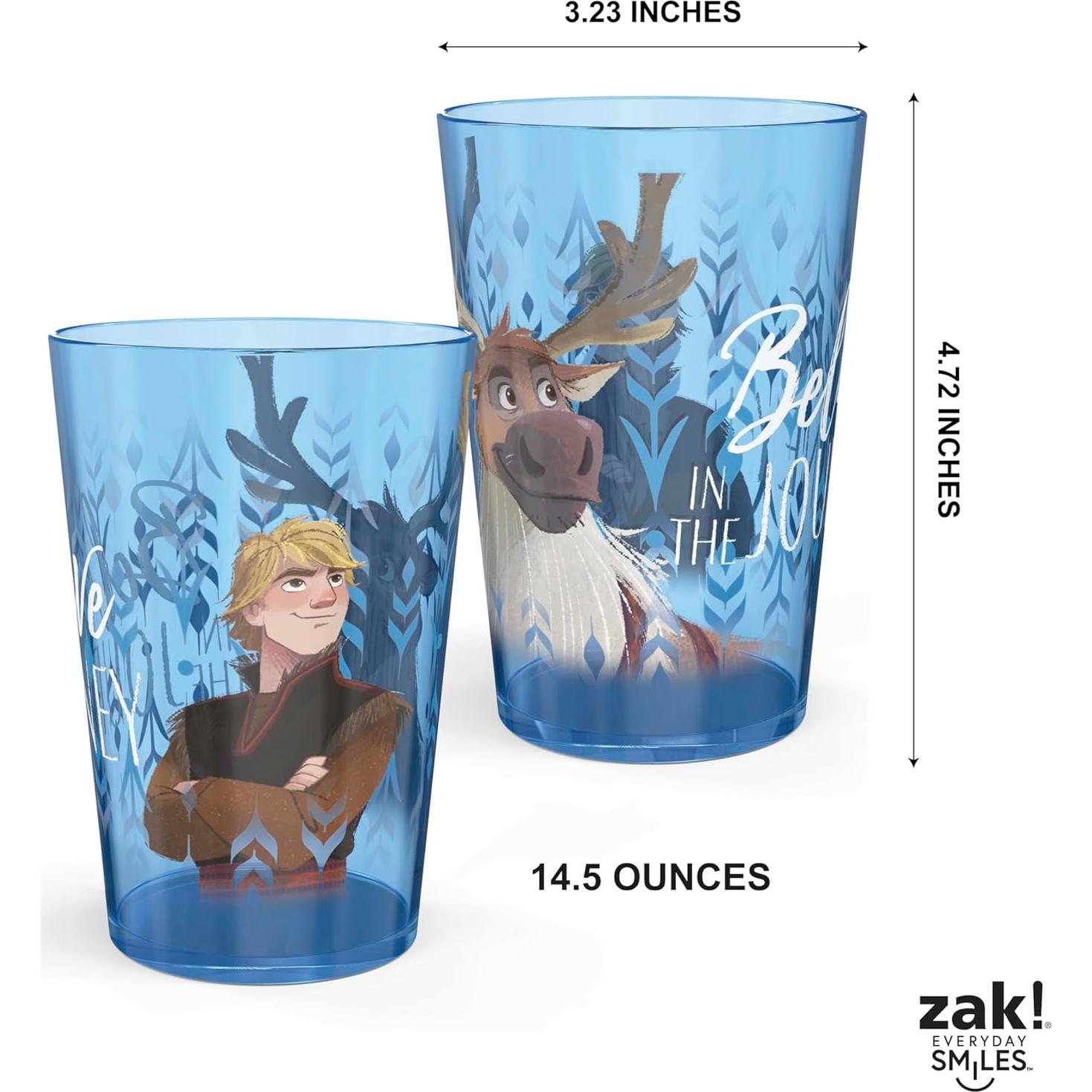 Zak Designs Disney Frozen 2 Nesting Tumbler Set Includes Durable Plastic Cups, Fun Drinkware is Perfect for Kids, 4pk (14.5oz, Anna & Elsa & Olaf)