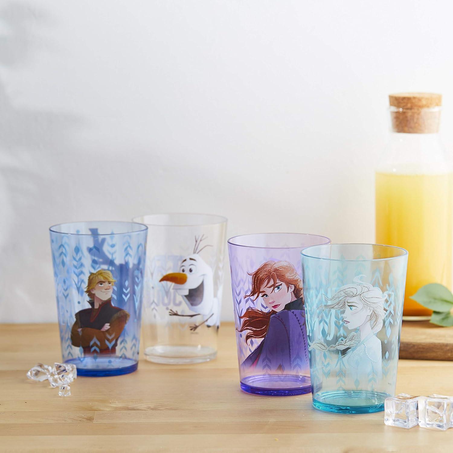 Zak Designs Disney Frozen 2 Nesting Tumbler Set Includes Durable Plastic Cups, Fun Drinkware is Perfect for Kids, 4pk (14.5oz, Anna & Elsa & Olaf)