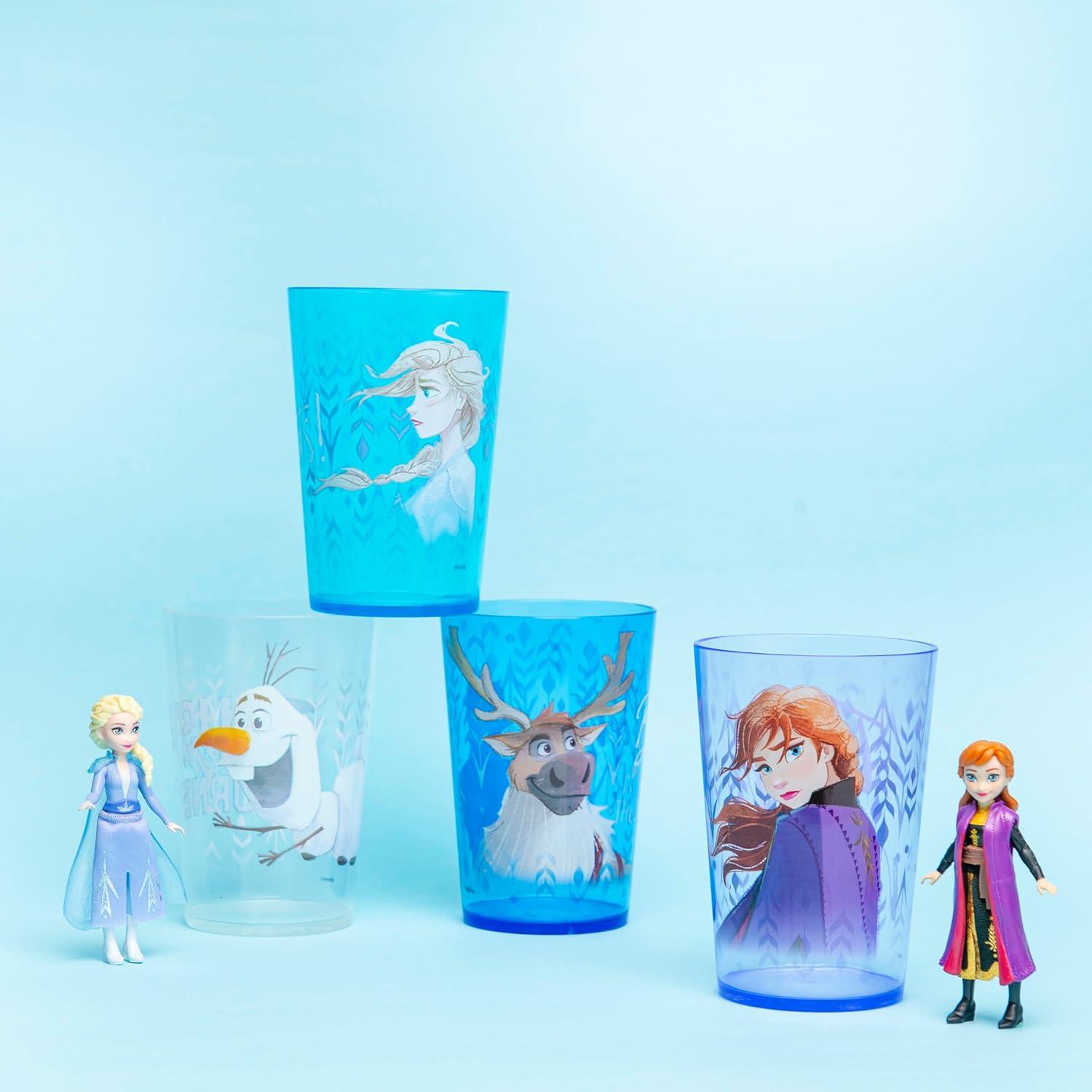 Zak Designs Disney Frozen 2 Nesting Tumbler Set Includes Durable Plastic Cups, Fun Drinkware is Perfect for Kids, 4pk (14.5oz, Anna & Elsa & Olaf)