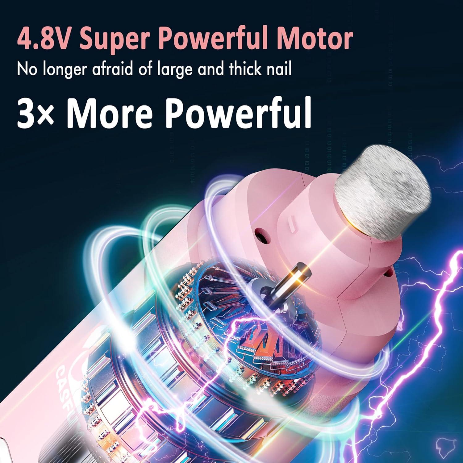 Molinillo de Uñas Eléctrico Casfuy Rosa 2 Velocidades LED