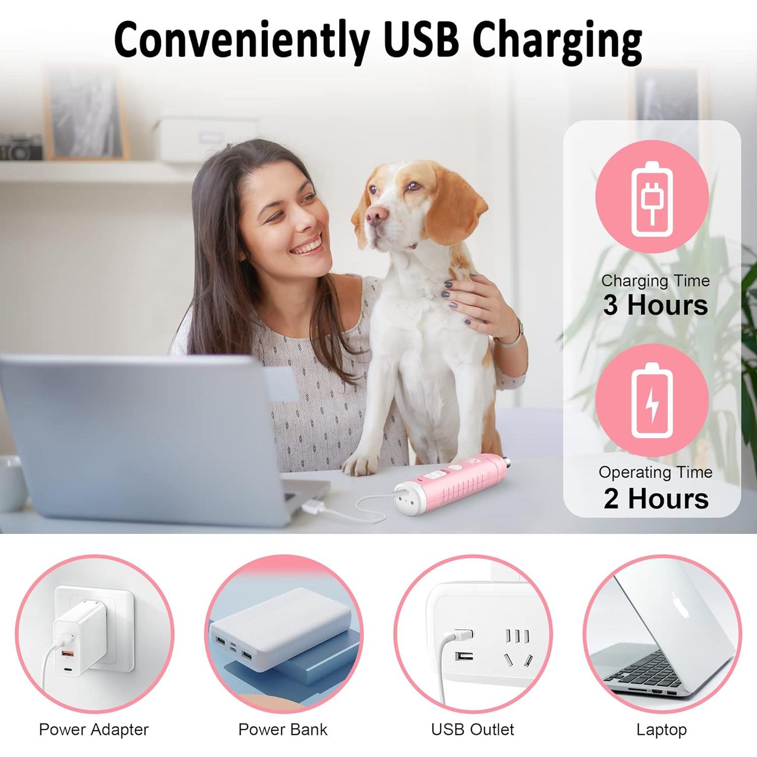 Molinillo de Uñas Eléctrico Casfuy Rosa 2 Velocidades LED