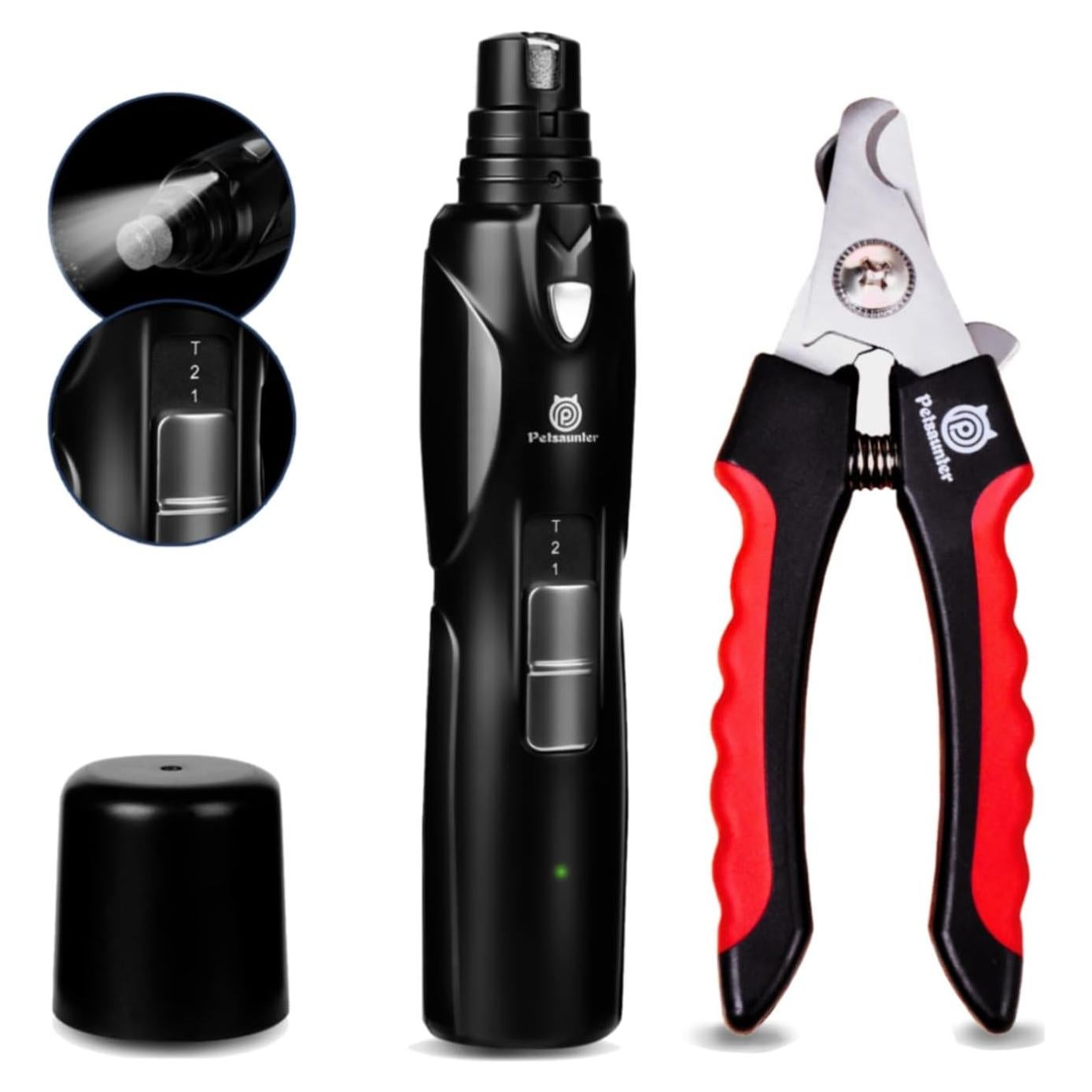 Muela de Uñas para Perros Petsaunter 2-en-1 con Luz LED