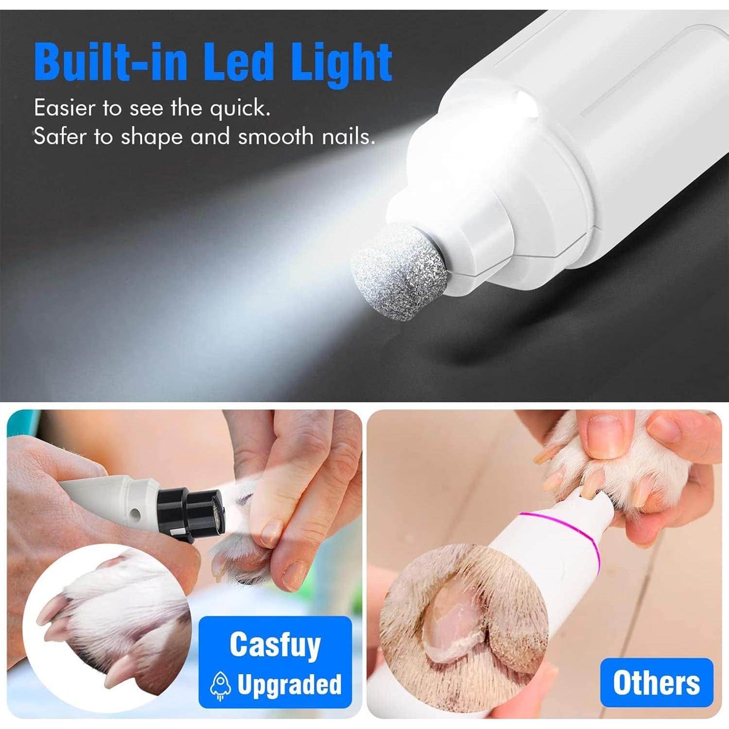 Amoladora de Uñas para Perros Casfuy N20 con Luz LED