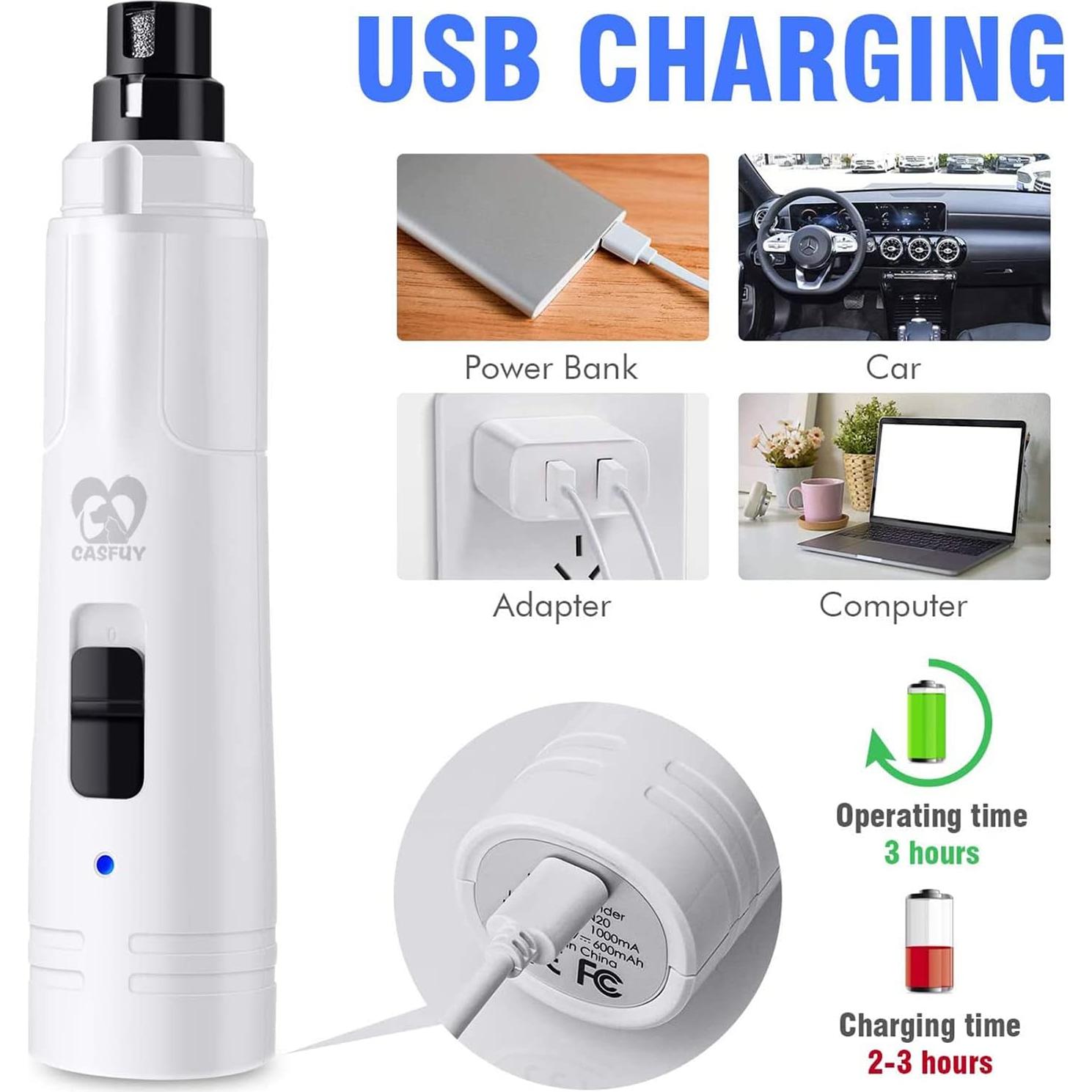 Amoladora de Uñas para Perros Casfuy N20 con Luz LED