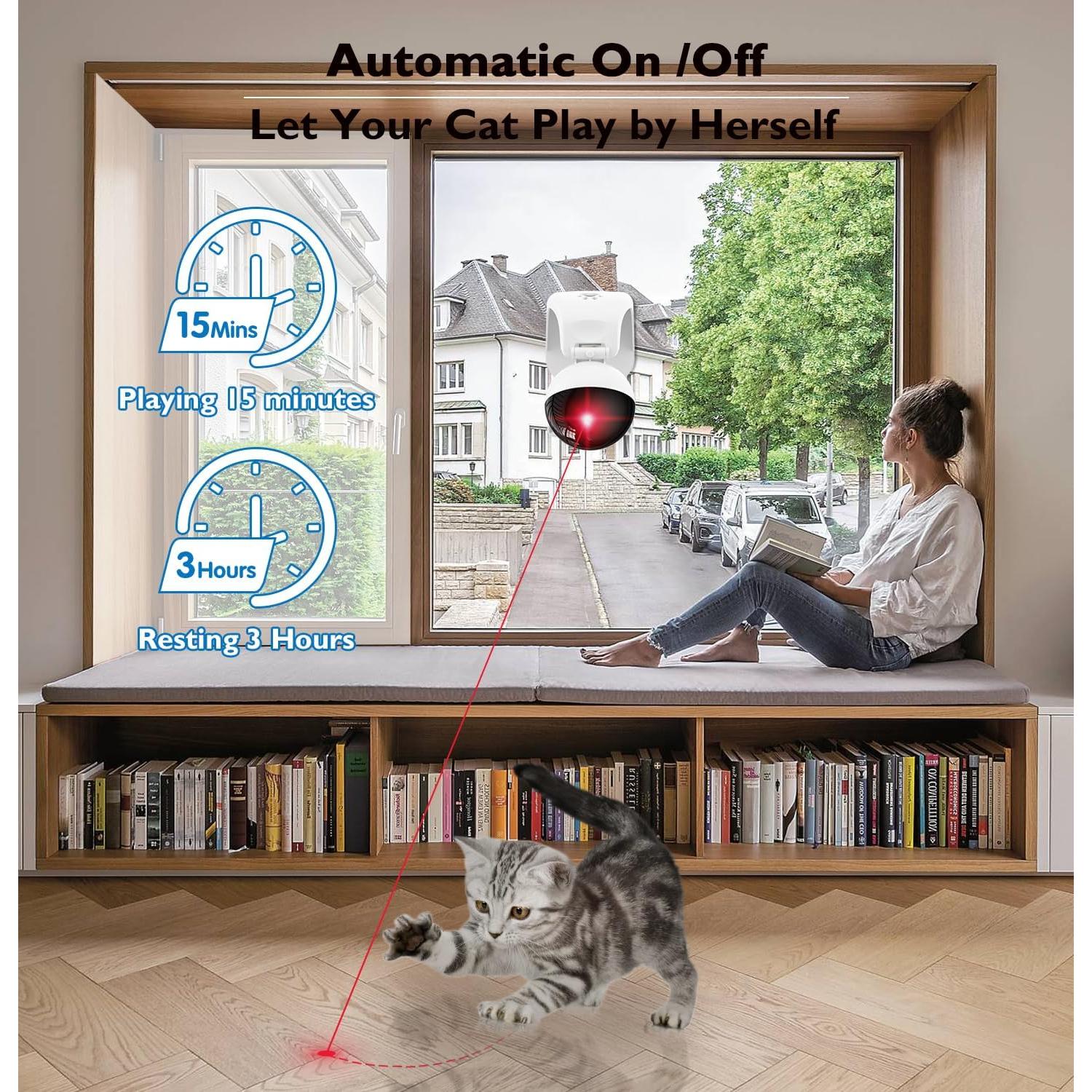 Juguete láser automático para gatos Valonii gris, recargable USB