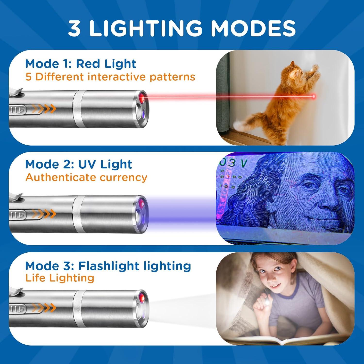 Puntero láser recargable Koackl para gatos y perros 3 luces