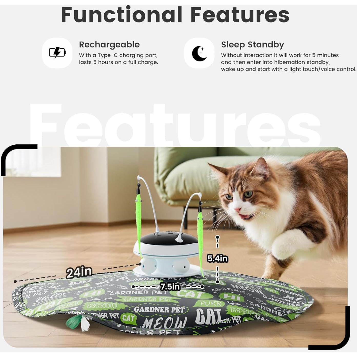 Juguete Interactivo para Gatos Gardner Pet 5 en 1 Recargable