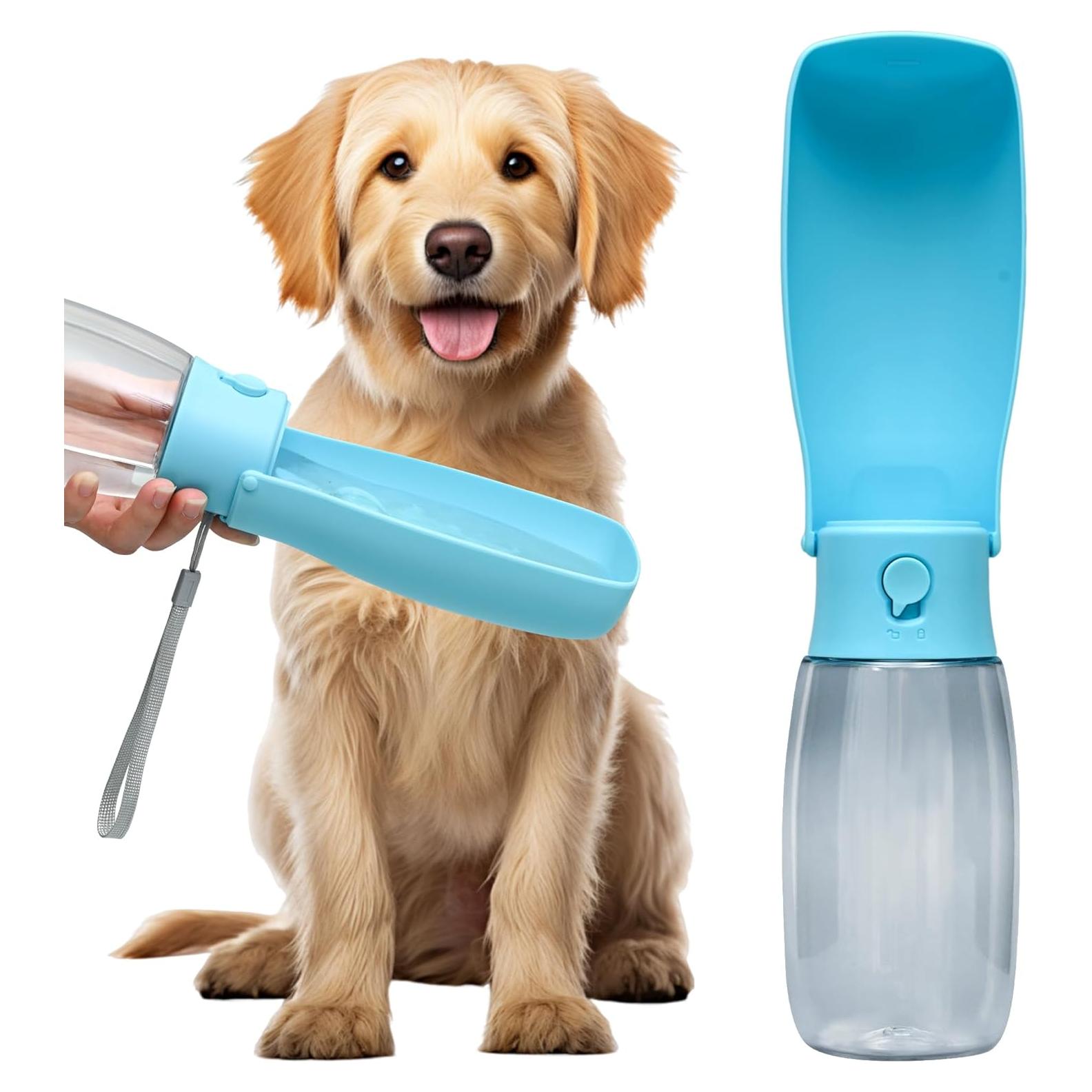 Botella de Agua para Perros VEPOUYU 550ml Plegable Azul