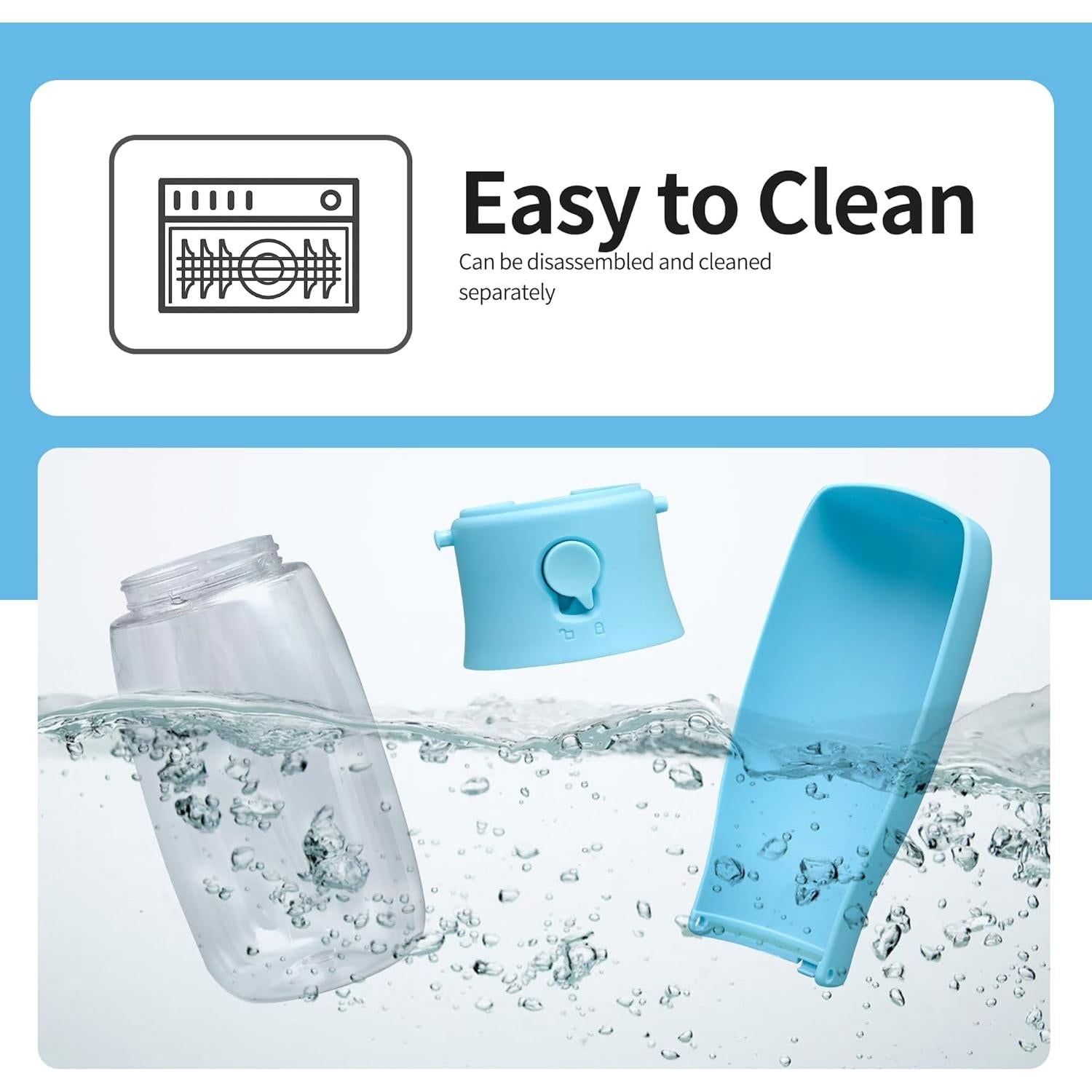 Botella de Agua para Perros VEPOUYU 550ml Plegable Azul