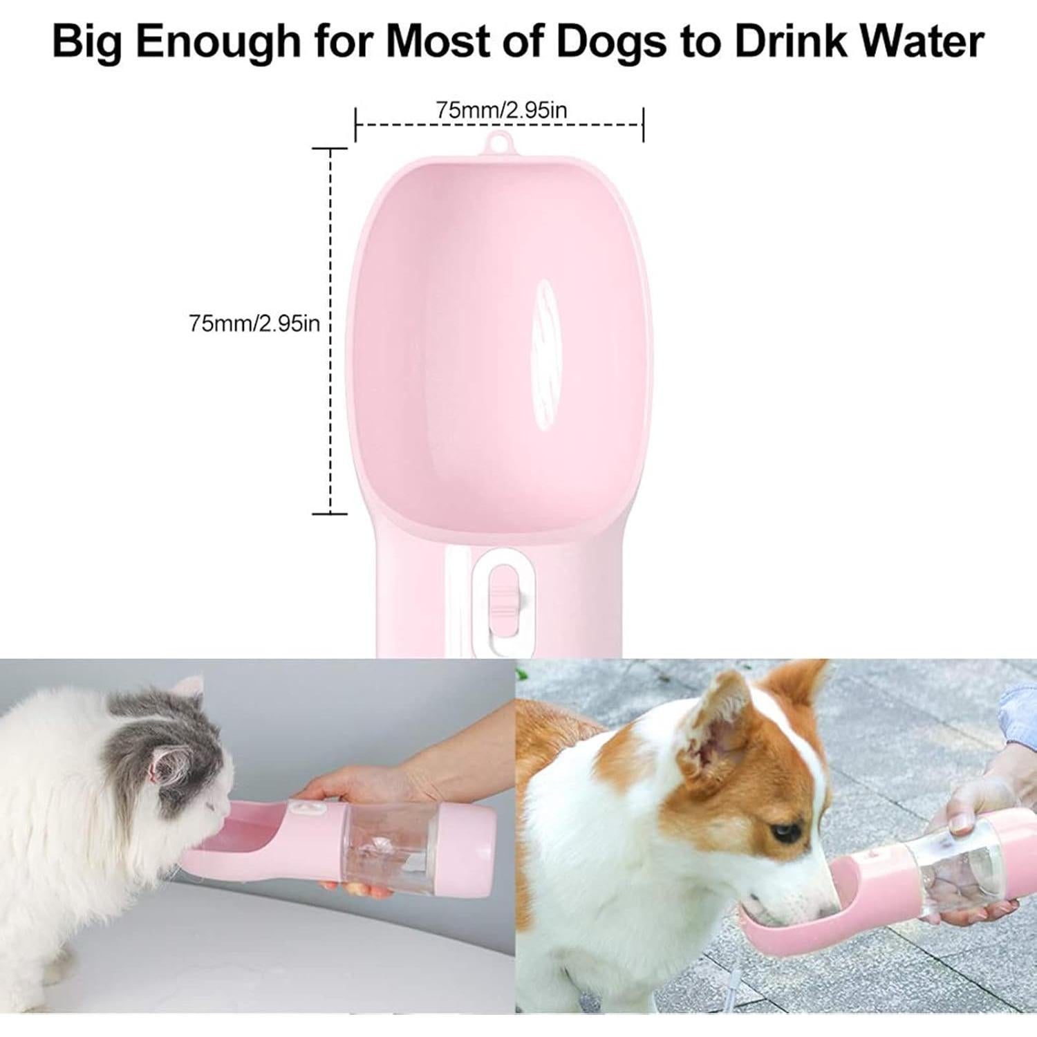 Dispensador de Agua y Comida para Perros Misthis Rosa 250ml