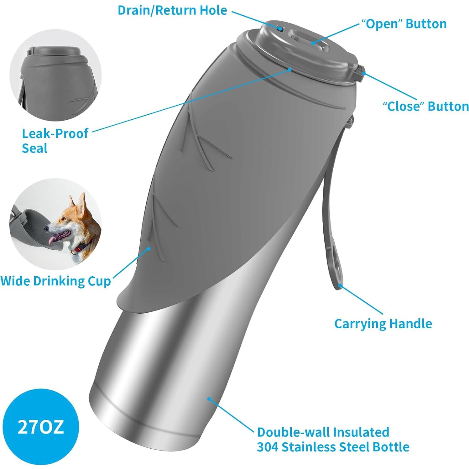 Botella de Agua Grande URPOWER 27 Oz Acero Inoxidable Aislada