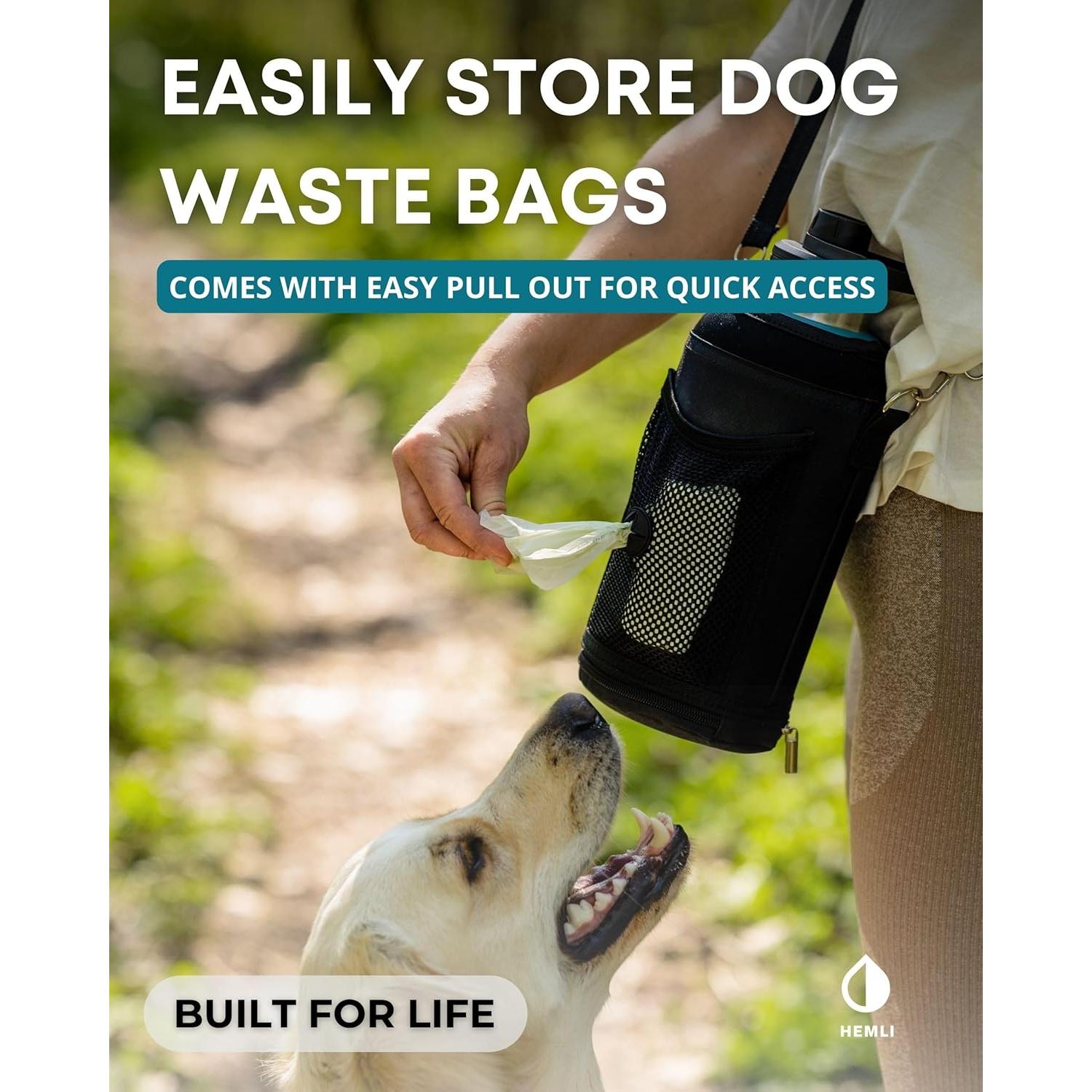 Botella de Agua para Perros HEMLI 0.95L con Tazón y Funda