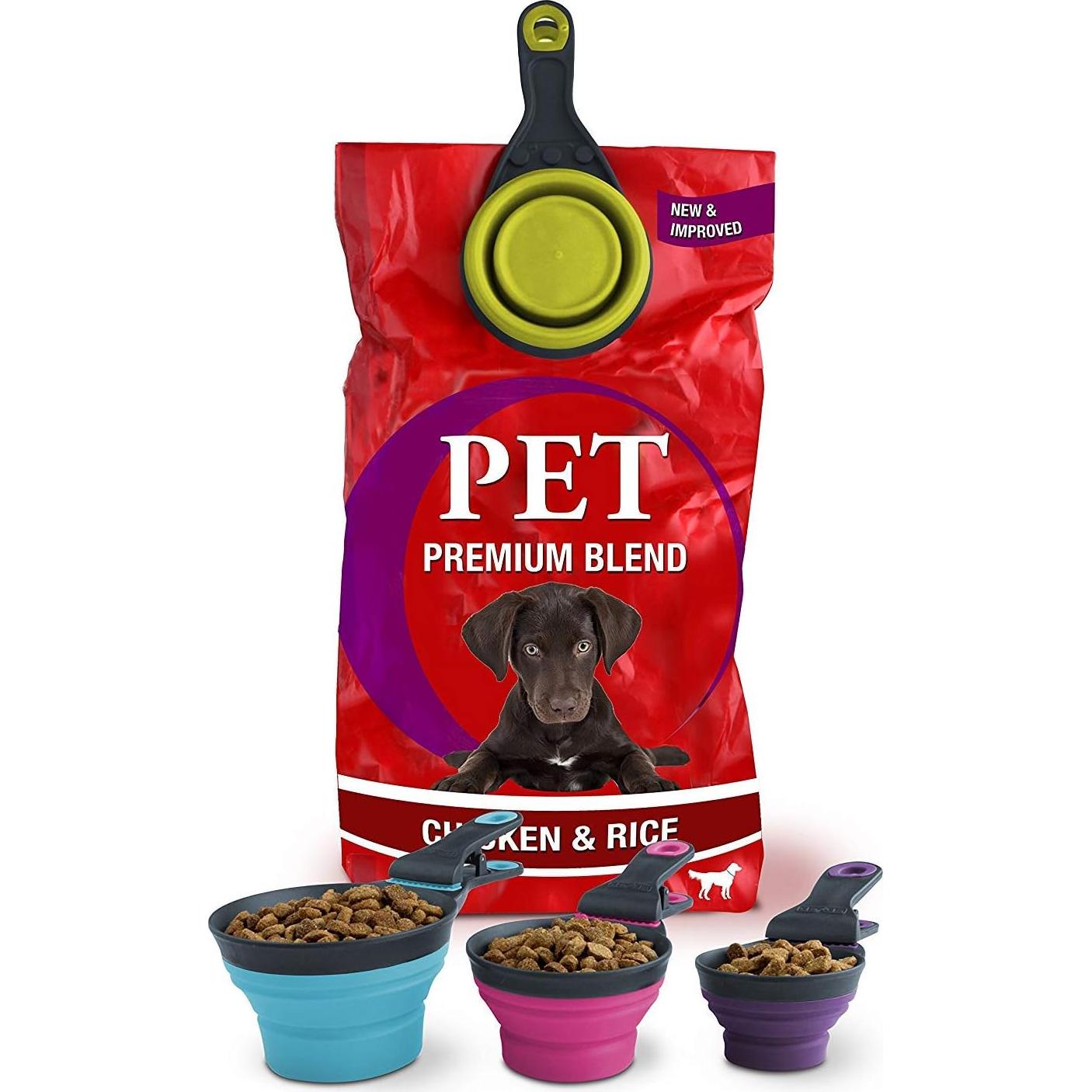 Cucharón Plegable Klip Dexas para Mascotas 1/2 Taza Gris/Verde