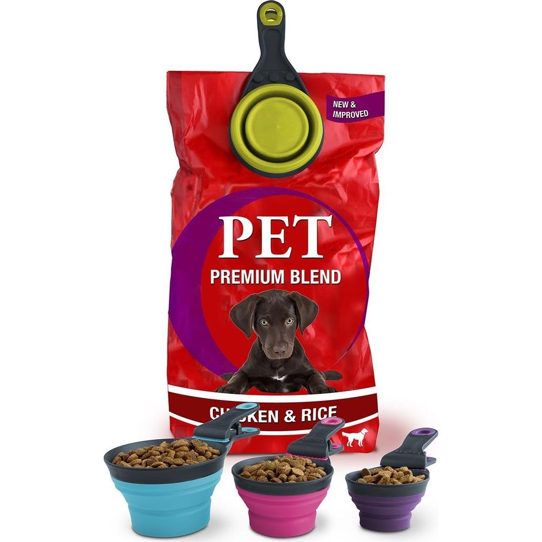 Cucharón Plegable Klip Dexas para Mascotas 1/2 Taza Gris/Verde