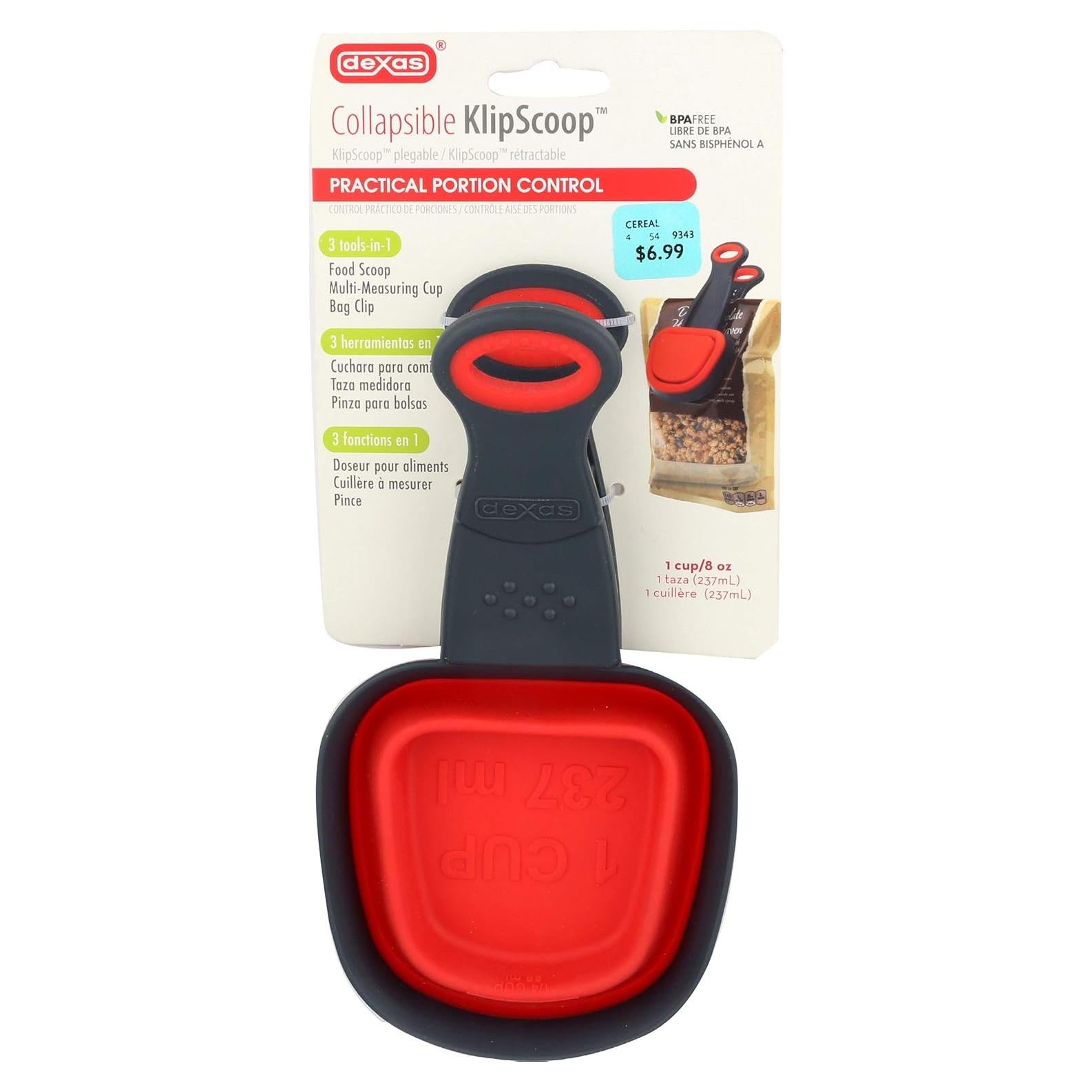 Cucharón Medidor Plegable Dexas KlipScoop 1 Taza Rojo