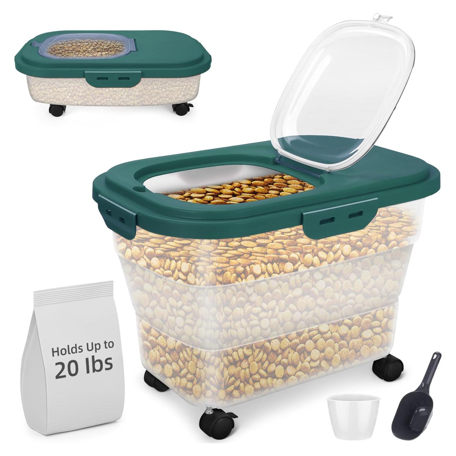 Contenedor de Almacenamiento de Comida para Perros YECERCAN 20L Hermético Verde