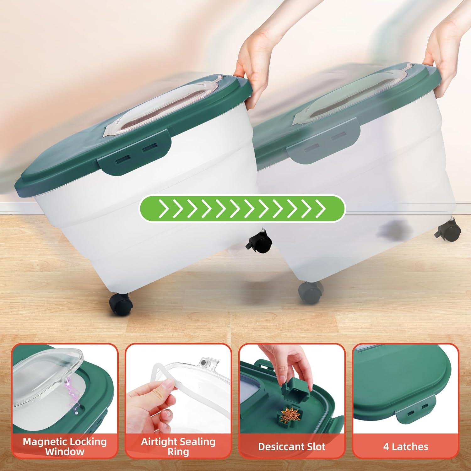 Contenedor de Almacenamiento de Comida para Perros YECERCAN 20L Hermético Verde