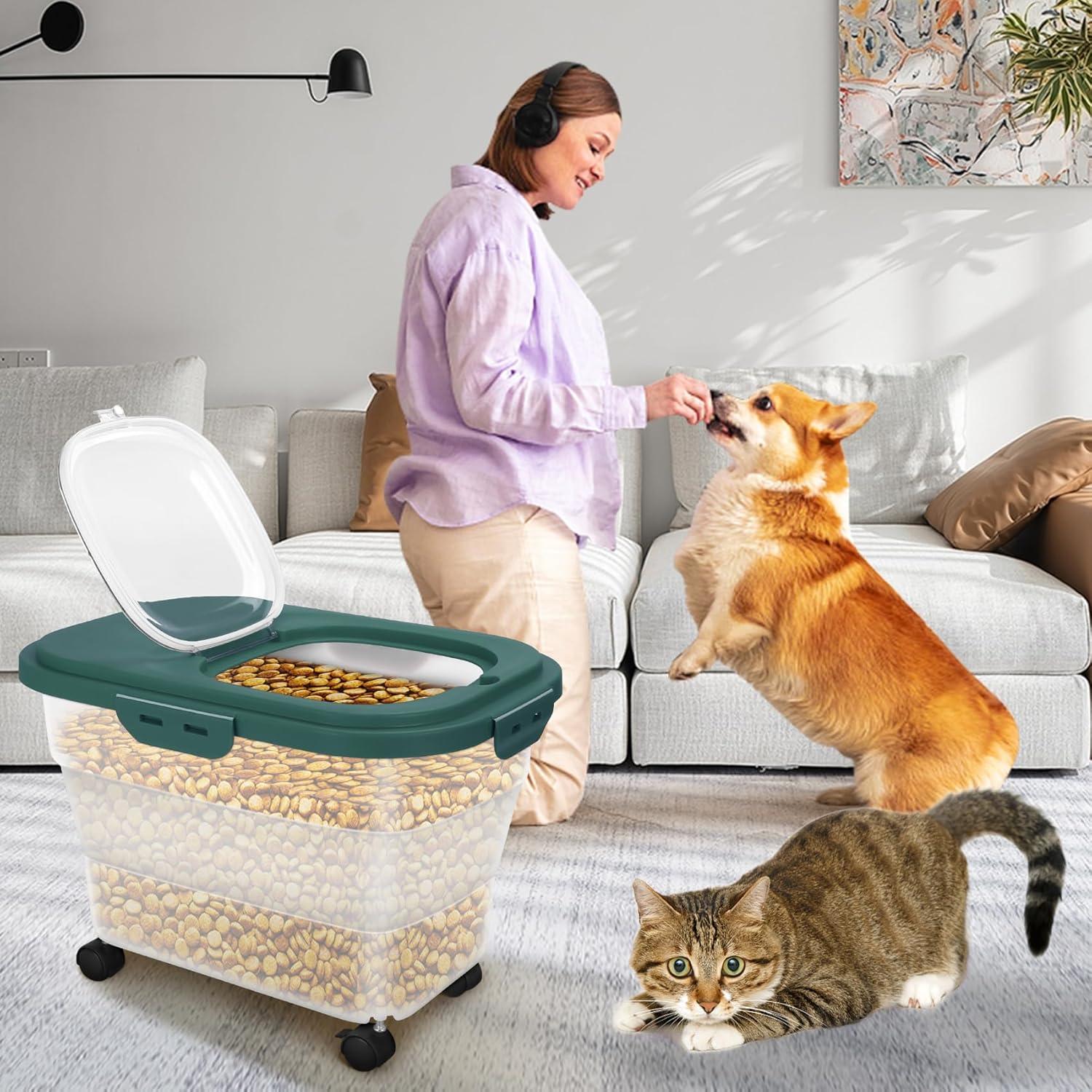 Contenedor de Almacenamiento de Comida para Perros YECERCAN 20L Hermético Verde