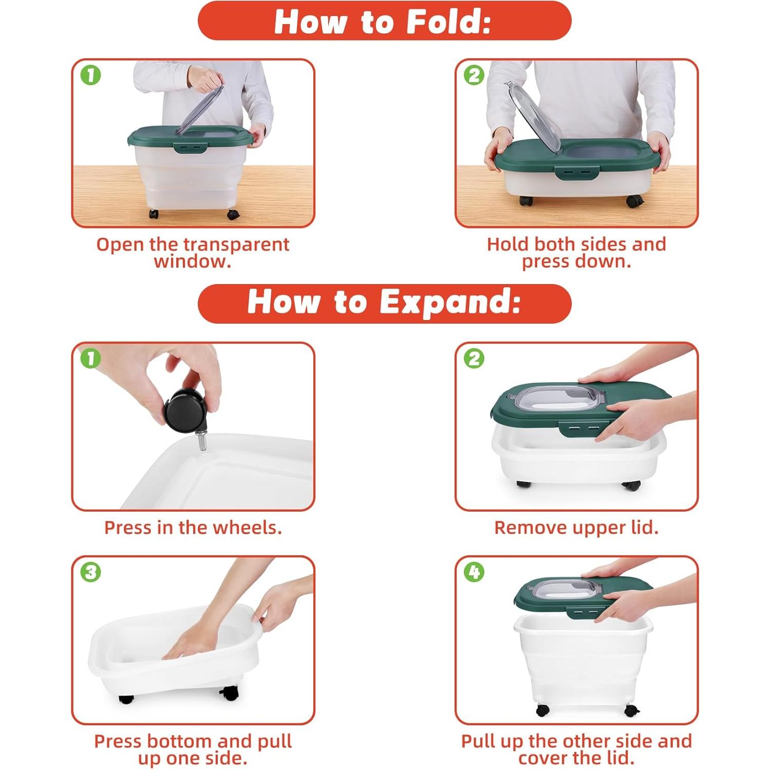 Contenedor de Almacenamiento de Comida para Perros YECERCAN 20L Hermético Verde