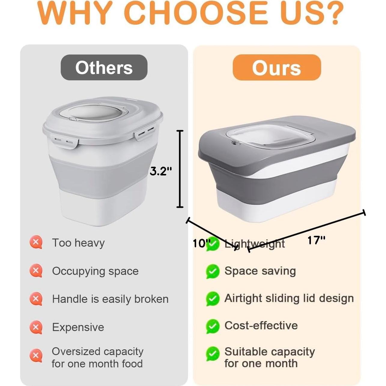 Contenedor de Almacenamiento de Comida para Perros DDMOMMY 5.9 kg Plegable