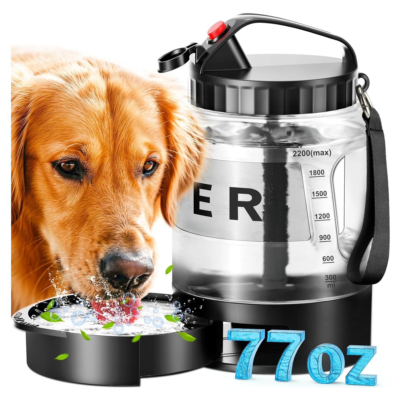 Botella de Agua para Perros SwSun 2-en-1 2.28L Negra