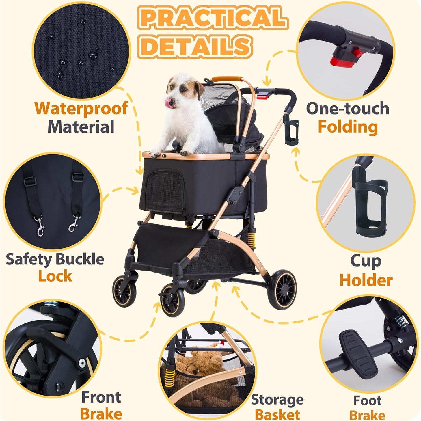 Carrito para Mascotas GdnWings 6 Amortiguaciones 55 lbs