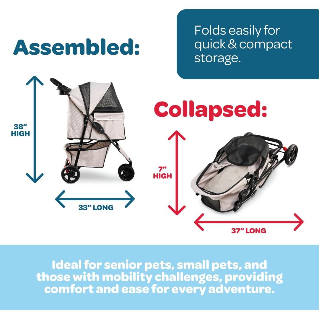 Carro para Mascotas Carlson 9000 K DS Caqui, Plegable y Seguro