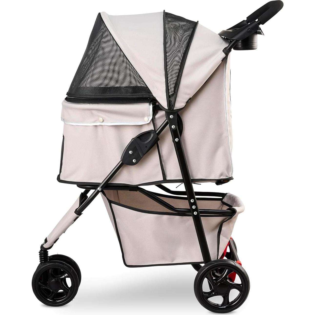 Carro para Mascotas Carlson 9000 K DS Caqui, Plegable y Seguro