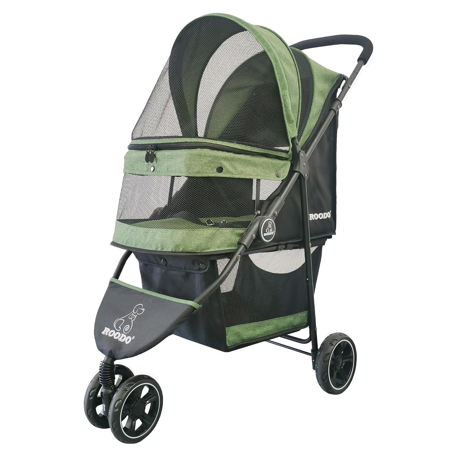 Carrito para Mascotas ROODO Plegable Verde 13.6kg 3 Ruedas