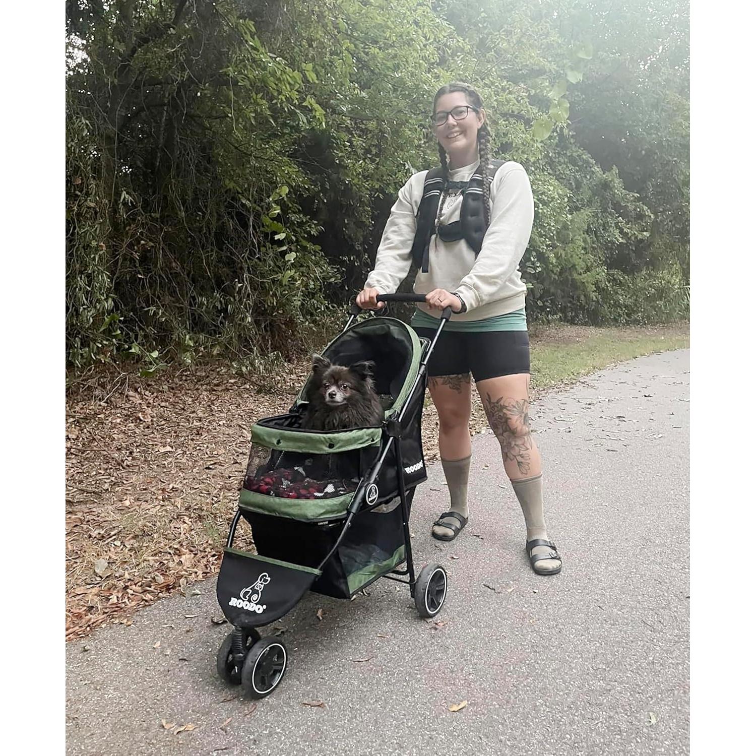 Carrito para Mascotas ROODO Plegable Verde 13.6kg 3 Ruedas