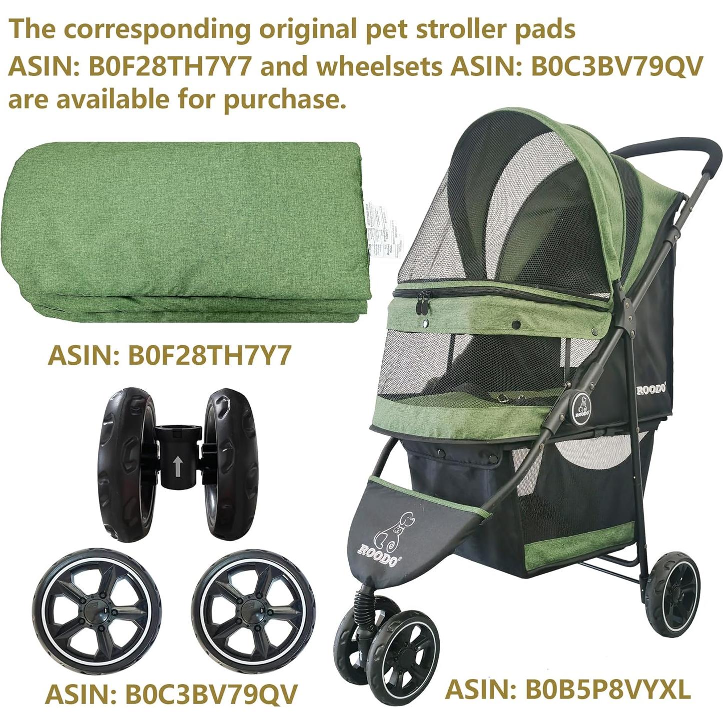 Carrito para Mascotas ROODO Plegable Verde 13.6kg 3 Ruedas