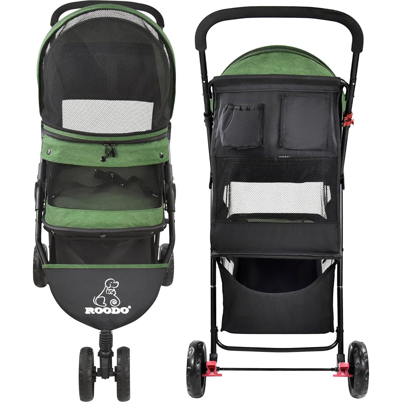 Carrito para Mascotas ROODO Plegable Verde 13.6kg 3 Ruedas