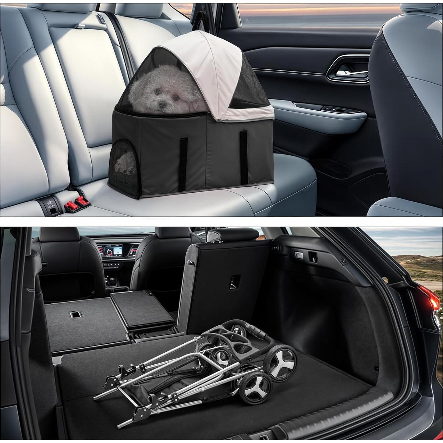 Carrito Plegable para Mascotas MoNiBloom 3 en 1 Negro 15 kg