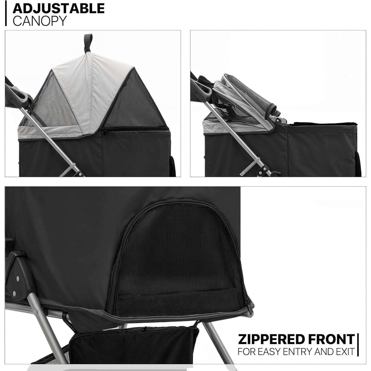 Carrito Plegable para Mascotas MoNiBloom 3 en 1 Negro 15 kg