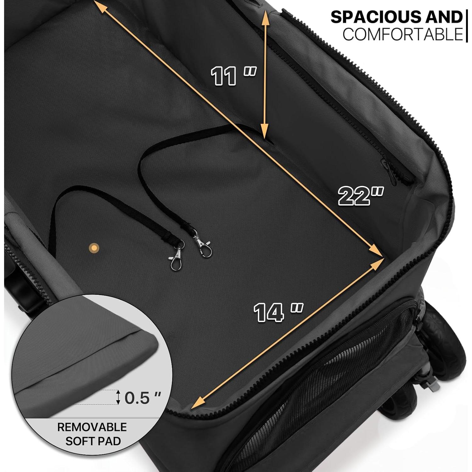 Carrito Plegable para Mascotas MoNiBloom 3 en 1 Negro 15 kg