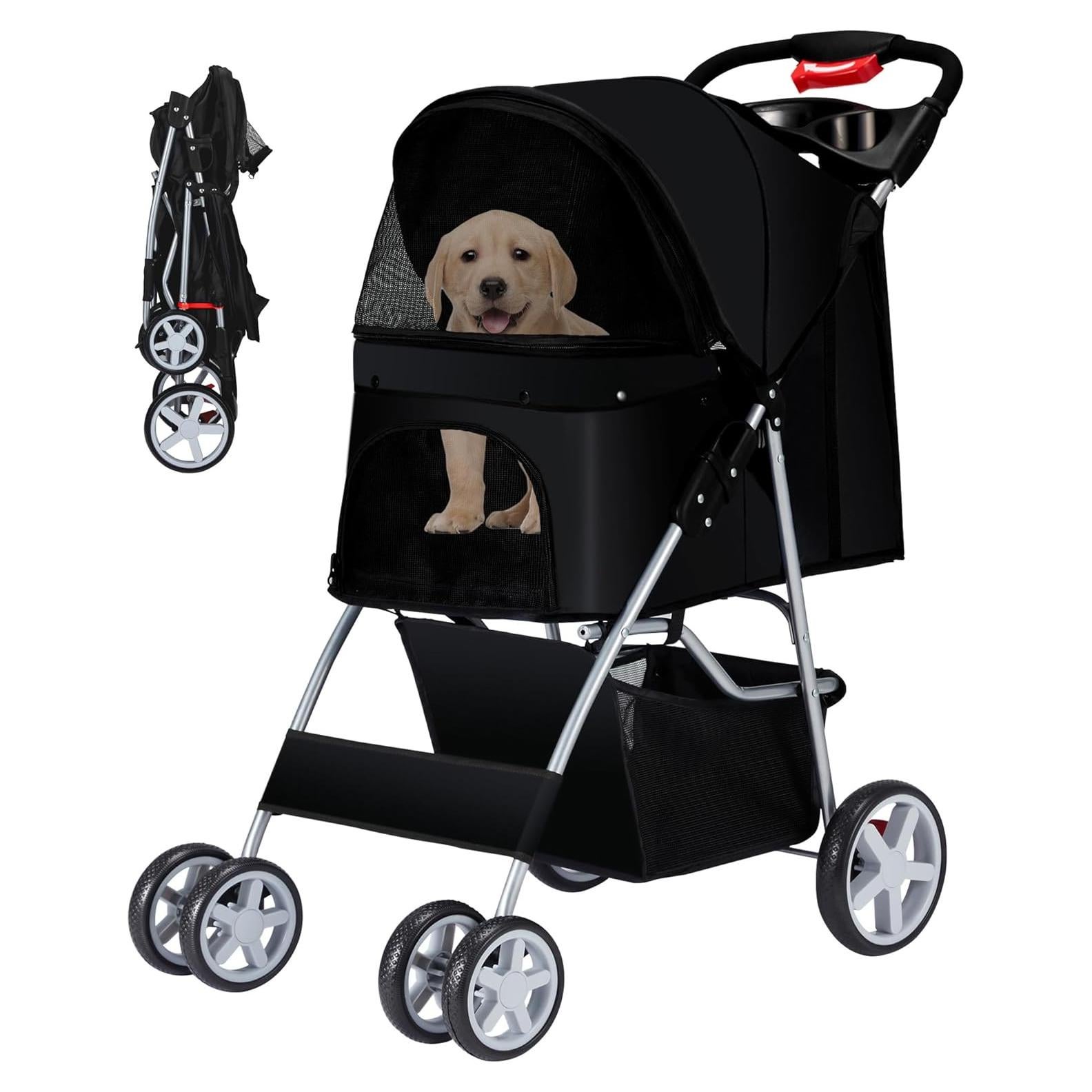 Carrito para Mascotas Azaeahom Plegable Negro 5.18 kg