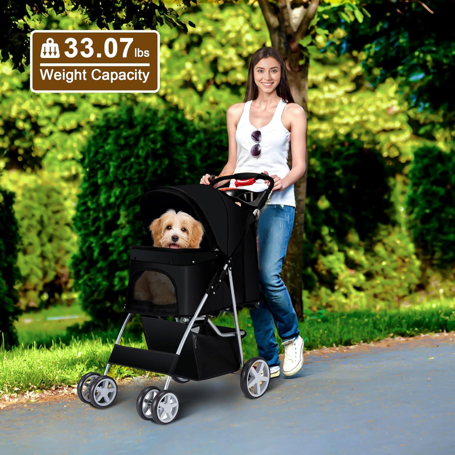 Carrito para Mascotas Azaeahom Plegable Negro 5.18 kg