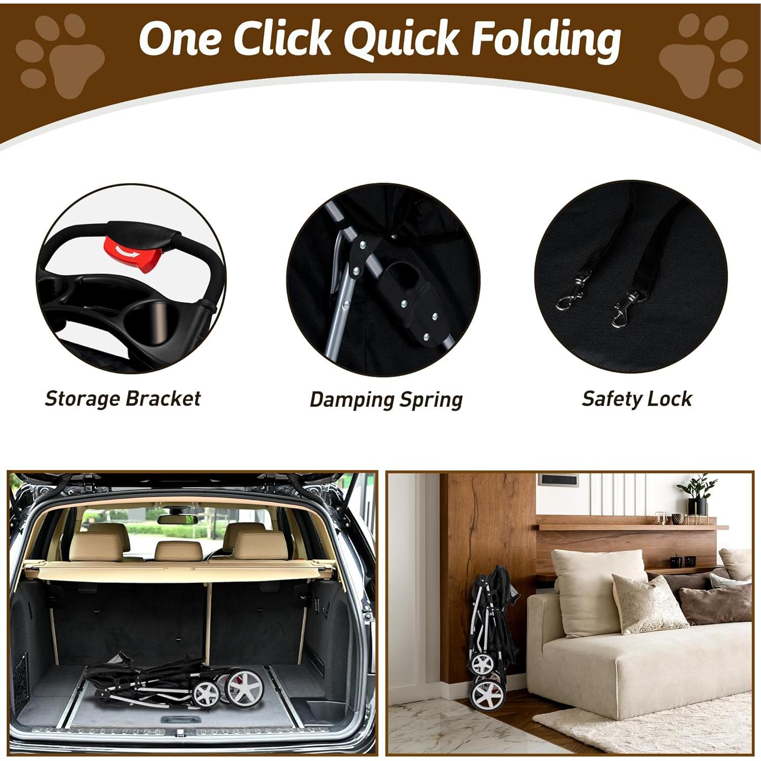 Carrito para Mascotas Azaeahom Plegable Negro 5.18 kg