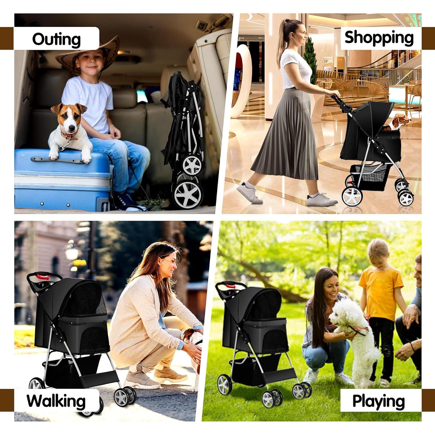 Carrito para Mascotas Azaeahom Plegable Negro 5.18 kg