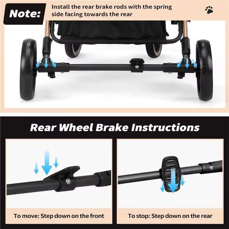 Carrito Plegable para Mascotas COZIWOW 3 en 1 Negro/Dorado