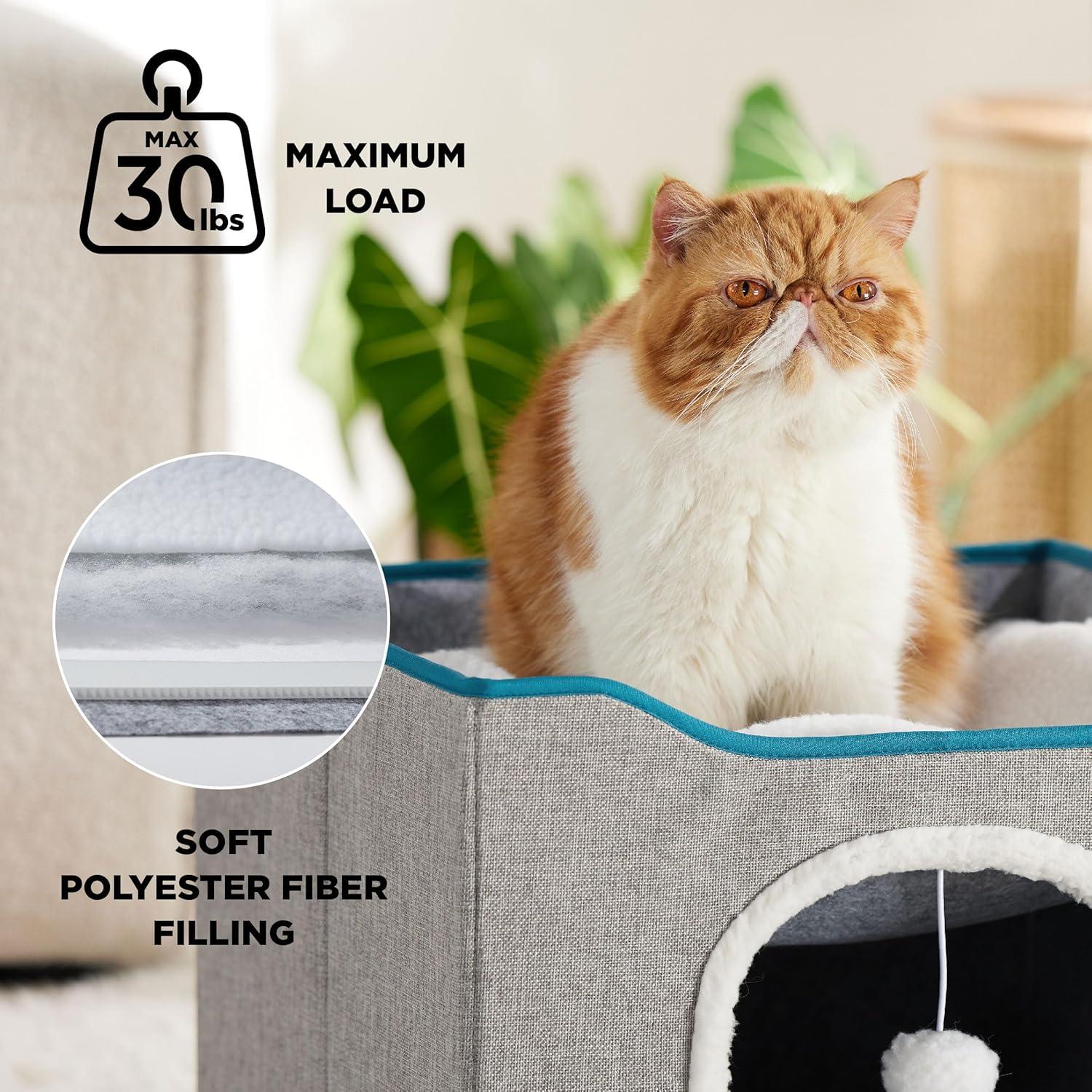 Cama para Gatos Bedsure Cubo Plegable Gris 16.5x35.6 cm