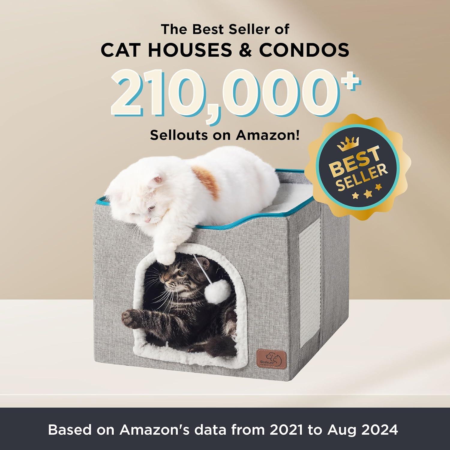 Cama para Gatos Bedsure Cubo Plegable Gris 16.5x35.6 cm